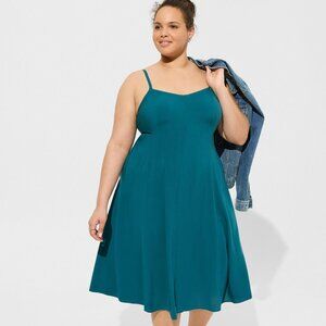 Midi Challis Sleeveless Trapeze Dress